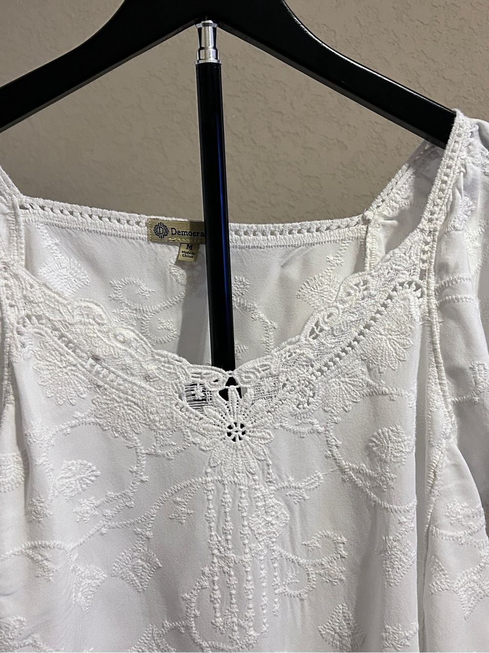 Democracy Boho White Embroidered Square-Neck Top - Picture 2 of 8